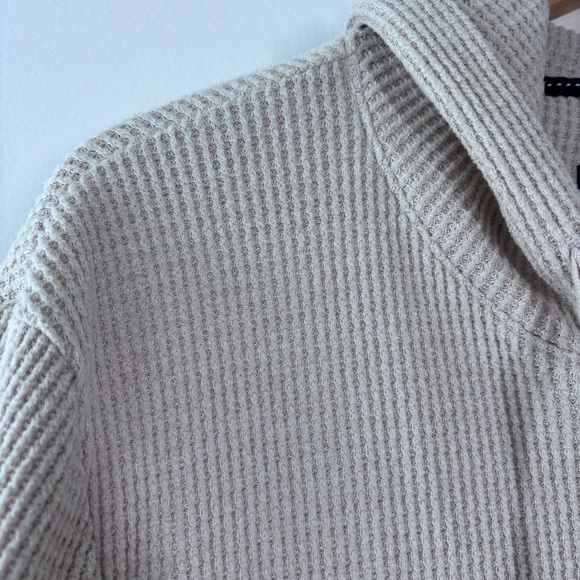 Rainforest Cabin Oatmeal Cream Waffle Knit Pullover Hoodie Men’s Size Medium - Picture 6 of 9